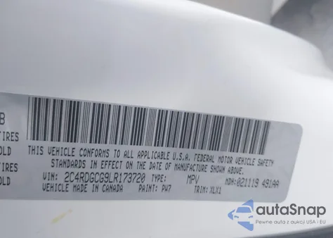 2020 Dodge Grand Caravan Sxt from USA, damaged, VIN 2C4RDGCG9LR173720